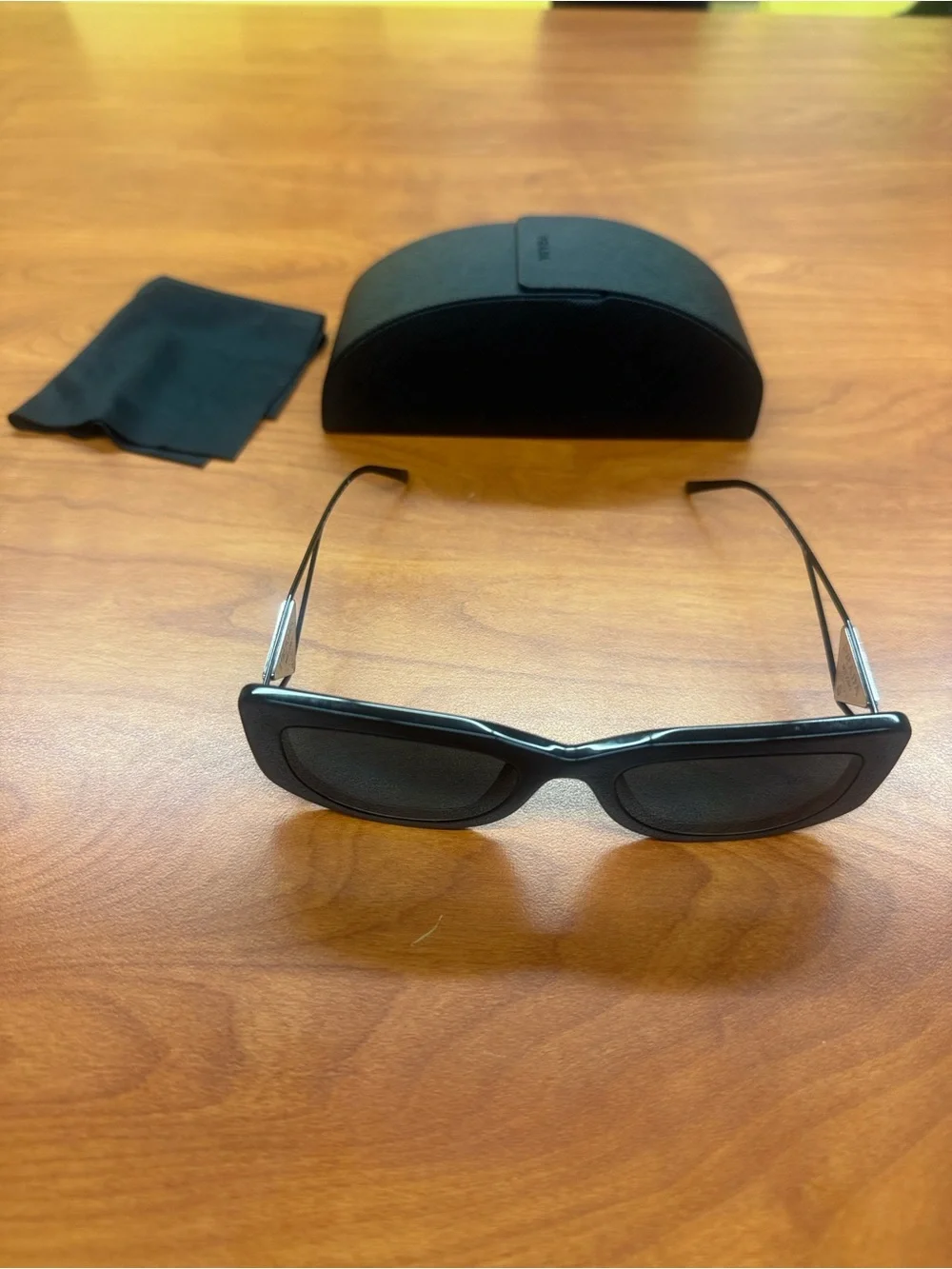 Prada Black Cat-Eye Sunglasses with Logo Temple Accent